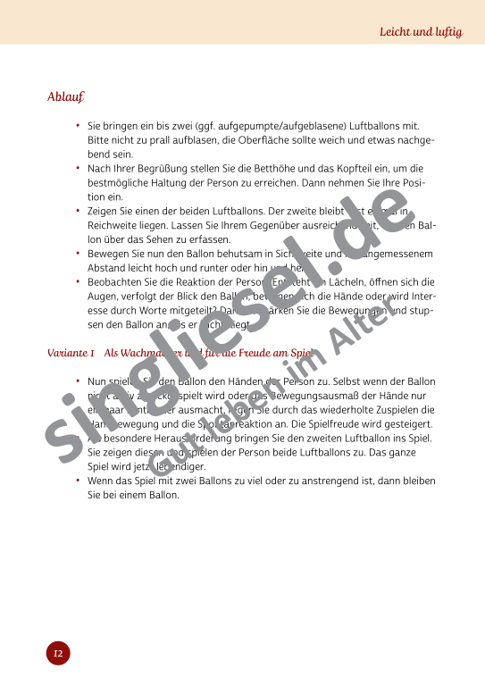 Beispielseiten aus Sinneswelten wecken - Kurzaktivierungen für bettlägerige Senioren mit Demenz als PDF-Download Beispielseiten aus Sinneswelten wecken - Kurzaktivierungen für bettlägerige Senioren mit Demenz als PDF-Download