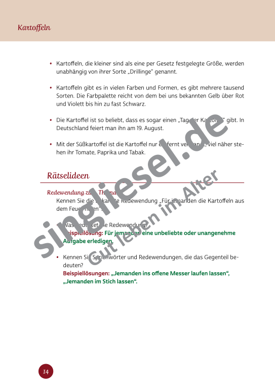Beispielseiten aus der PDF Kurzaktivierungen im Herbst für Senioren mit Demenz - kreative Ideen zum Thema Essen Beispielseiten aus der PDF Kurzaktivierungen im Herbst für Senioren mit Demenz - kreative Ideen zum Thema Essen