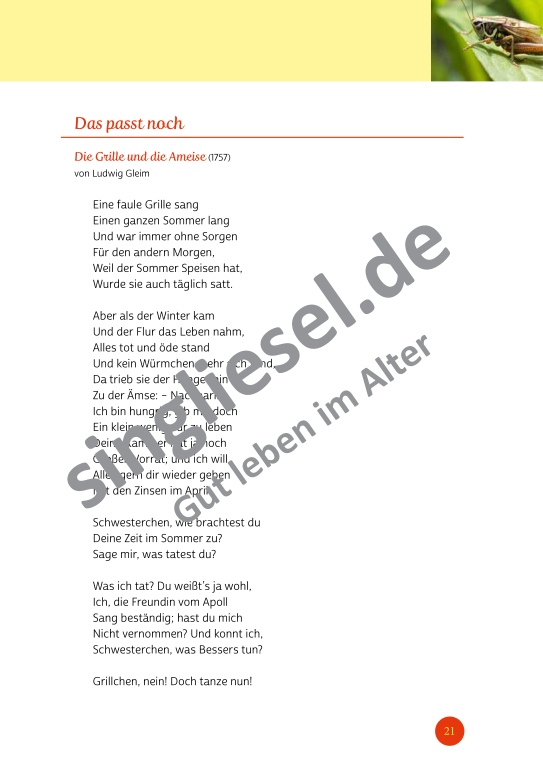 Beispielseiten der PDF: Kurzaktivierungen im Sommer - Beschätigungen für Senioren zum Thema Tiere im Sommer Beispielseiten der PDF: Kurzaktivierungen im Sommer - Beschätigungen für Senioren zum Thema Tiere im Sommer