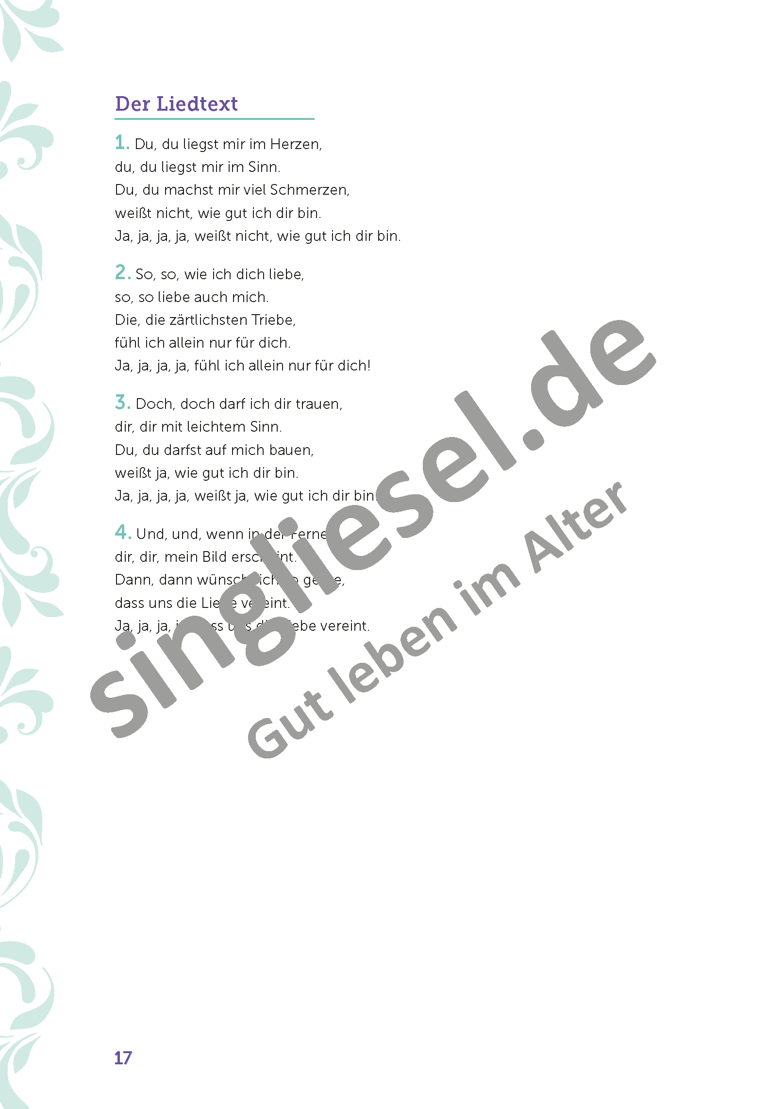ESD-0001-660-005_Die-schoensten-Sitztaenze_Rund-um-die-Liebe_Seite_18_Du-du-liegst-mir-im-Herzen_Liedtext Die schönsten Sitztänze rund um die Liebe. Sitztänze für Senioren- auch mit Demenz. Du, du liegst mir im Herzen Liedtext