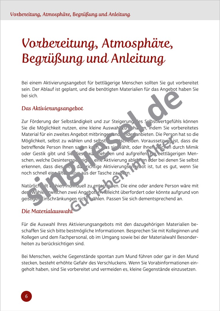 Beispielseite aus dem Buch Lebensgeschichte aktivieren - Kurzaktivierungen für Bettlägerige mit Demenz als PDF-Download