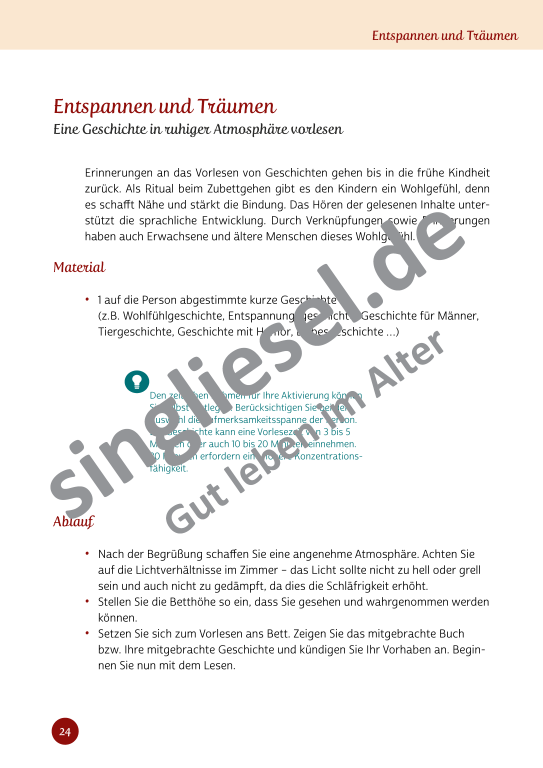 Beispielseiten aus Sinneswelten wecken - Kurzaktivierungen für bettlägerige Senioren mit Demenz als PDF-Download Beispielseiten aus Sinneswelten wecken - Kurzaktivierungen für bettlägerige Senioren mit Demenz als PDF-Download