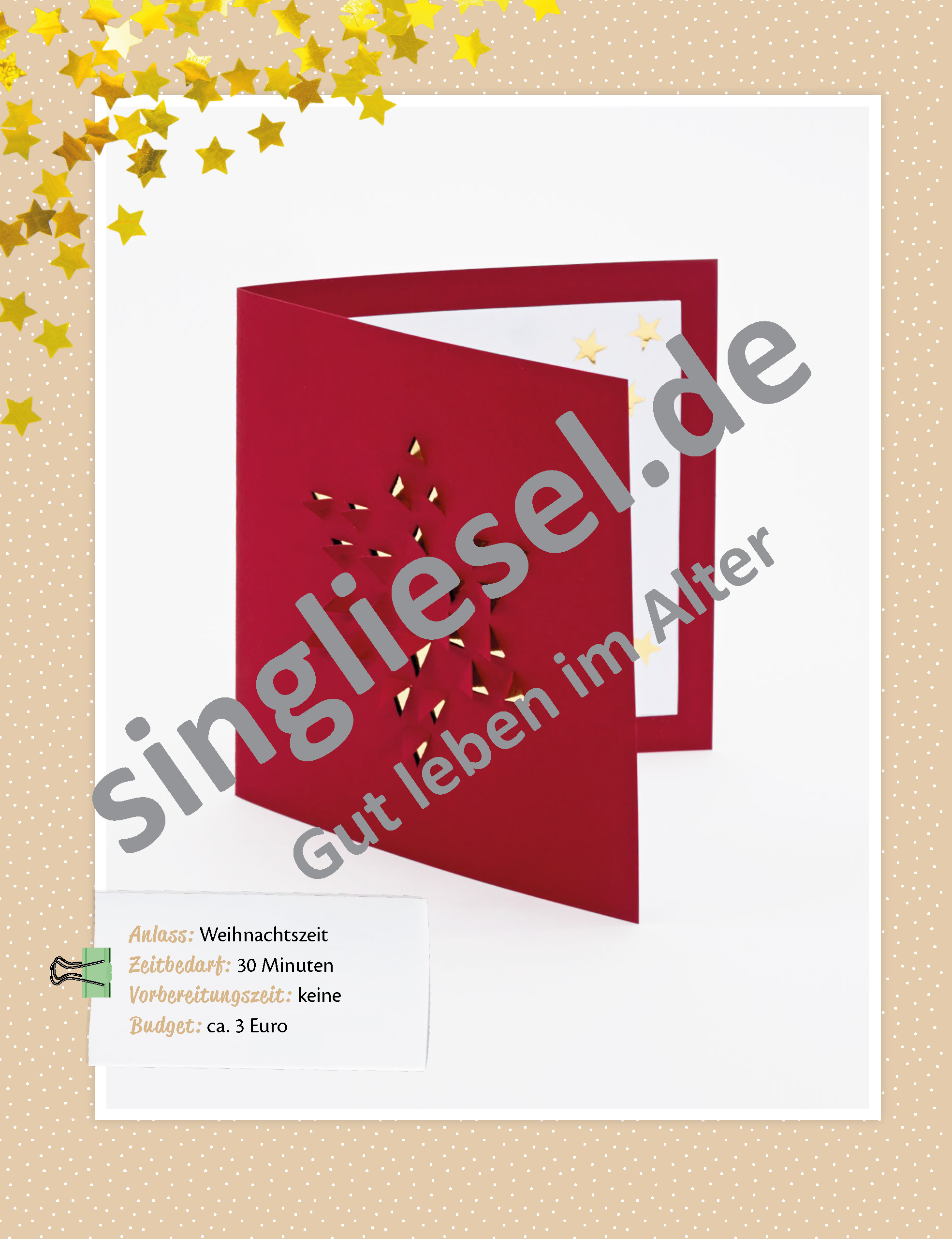 Beispielfoto: Bastelanleitung für eine Weihnachtskarte - Kreatives Gestalten mit Senioren mit Demenz als PDF-Download Beispielfoto: Bastelanleitung für eine Weihnachtskarte - Kreatives Gestalten mit Senioren mit Demenz als PDF-Download
