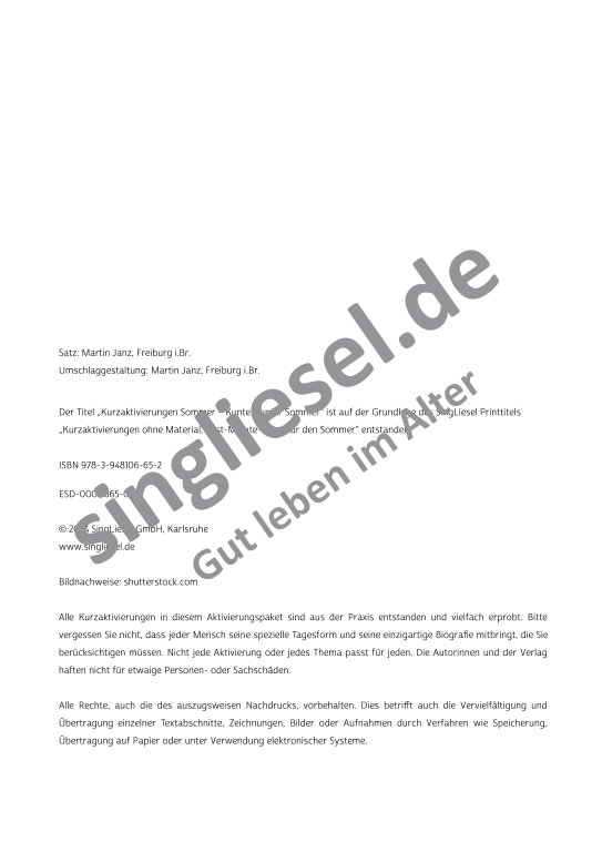 Beispielseiten der PDF: Kurzaktivierungen im Sommer - Beschätigungen für Senioren zum Thema kunterbunter Sommer Beispielseiten der PDF: Kurzaktivierungen im Sommer - Beschätigungen für Senioren zum Thema kunterbunter Sommer