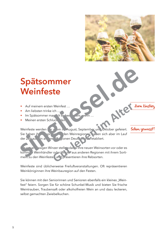 Beispielseiten: Vom Spätsommer bis Reformationstag  - Aktivierungspaket zu Festen und Bräuche für Senioren als PDF-Download Beispielseiten: Vom Spätsommer bis Reformationstag  - Aktivierungspaket zu Festen und Bräuche für Senioren als PDF-Download