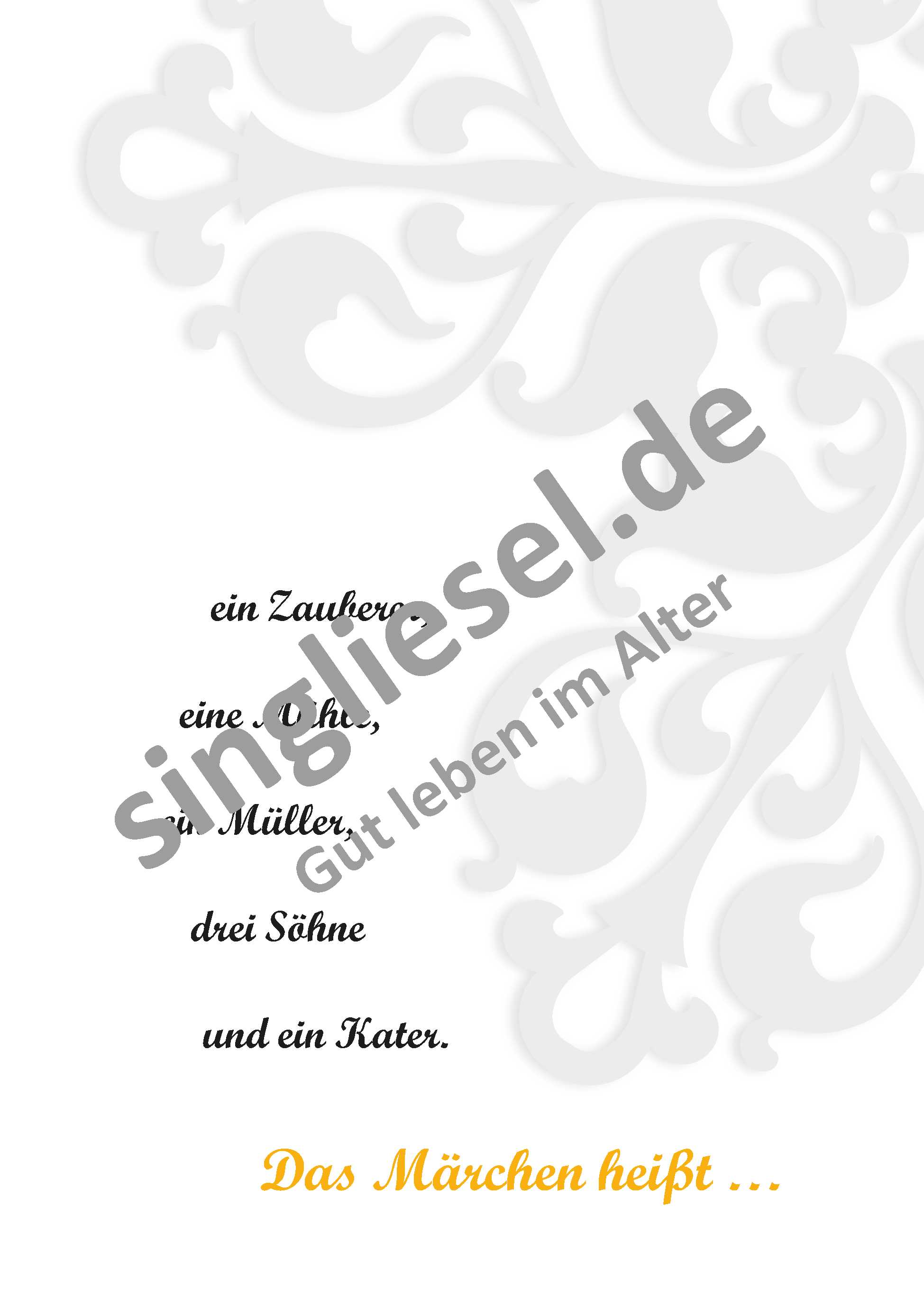 Beispielseite aus: Bekannte Märchen Band 1 - zum Vorlesen und Mitraten für Senioren mit Demenz als PDF-Download Beispielseite aus: Bekannte Märchen Band 1 - zum Vorlesen und Mitraten für Senioren mit Demenz als PDF-Download