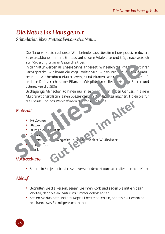 Beispielseiten aus Sinneswelten wecken - Kurzaktivierungen für bettlägerige Senioren mit Demenz als PDF-Download Beispielseiten aus Sinneswelten wecken - Kurzaktivierungen für bettlägerige Senioren mit Demenz als PDF-Download