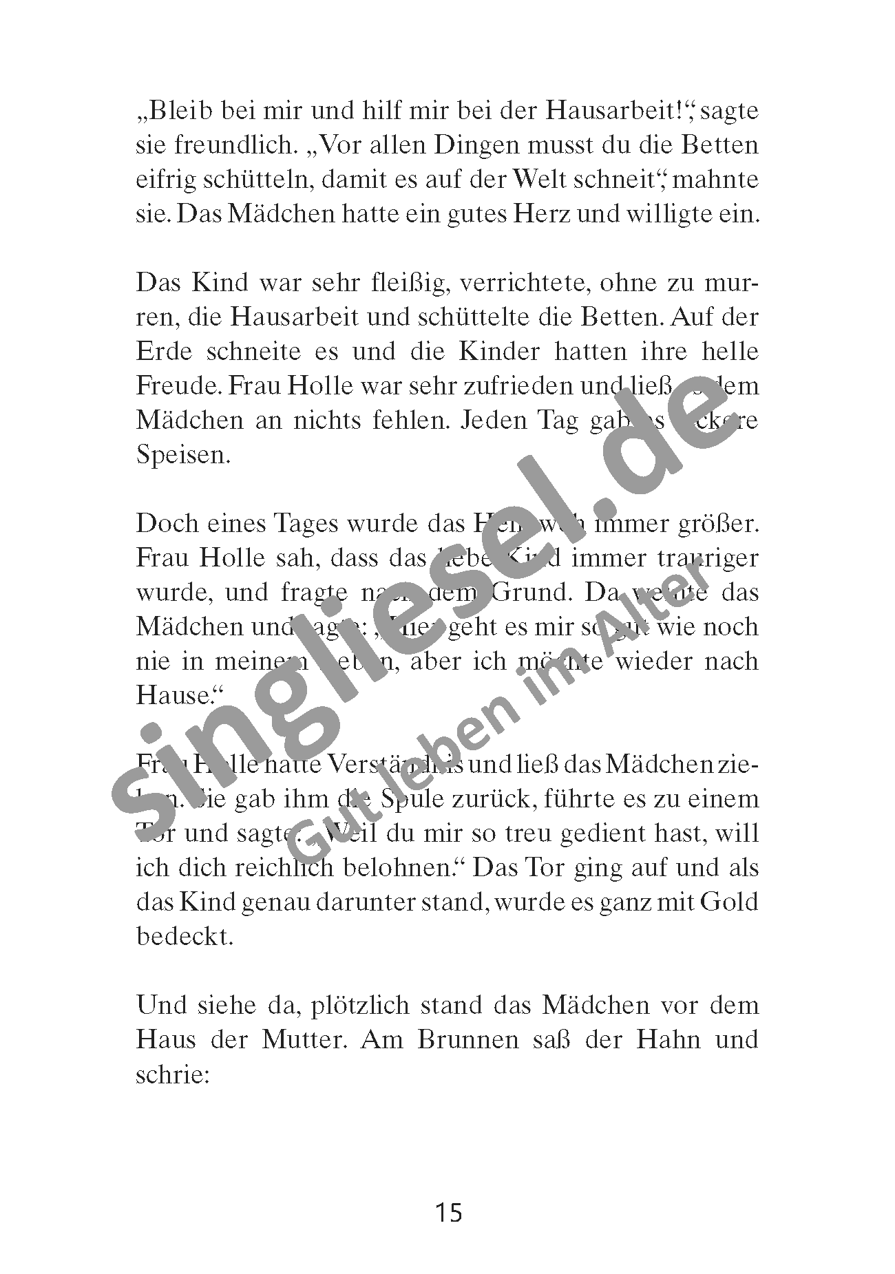 Beispielseite aus: Bekannte Märchen Band 1 - zum Vorlesen und Mitraten für Senioren mit Demenz als PDF-Download Beispielseite aus: Bekannte Märchen Band 1 - zum Vorlesen und Mitraten für Senioren mit Demenz als PDF-Download
