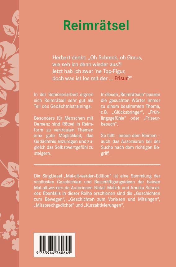 Reimraetsel_U4 Reimrätsel für Senioren. Mal-alt-werden-Edition Band 4. Beschreibung