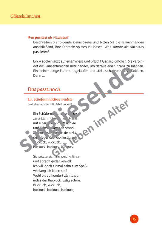 Beispielseiten der PDF: Kurzaktivierungen im Sommer - Beschätigungen für Senioren zum Thema Wald und Wiese Beispielseiten der PDF: Kurzaktivierungen im Sommer - Beschätigungen für Senioren zum Thema Wald und Wiese