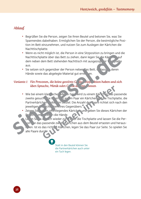 Beispielseiten aus Sinneswelten wecken - Kurzaktivierungen für bettlägerige Senioren mit Demenz als PDF-Download Beispielseiten aus Sinneswelten wecken - Kurzaktivierungen für bettlägerige Senioren mit Demenz als PDF-Download
