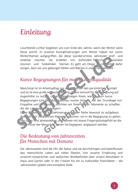 Beispielseiten aus der PDF Kurzaktivierung im Winter für Senioren mit Demenz - kreative Ideen zum Thema Winterzauber Beispielseiten aus der PDF Kurzaktivierung im Winter für Senioren mit Demenz - kreative Ideen zum Thema Winterzauber