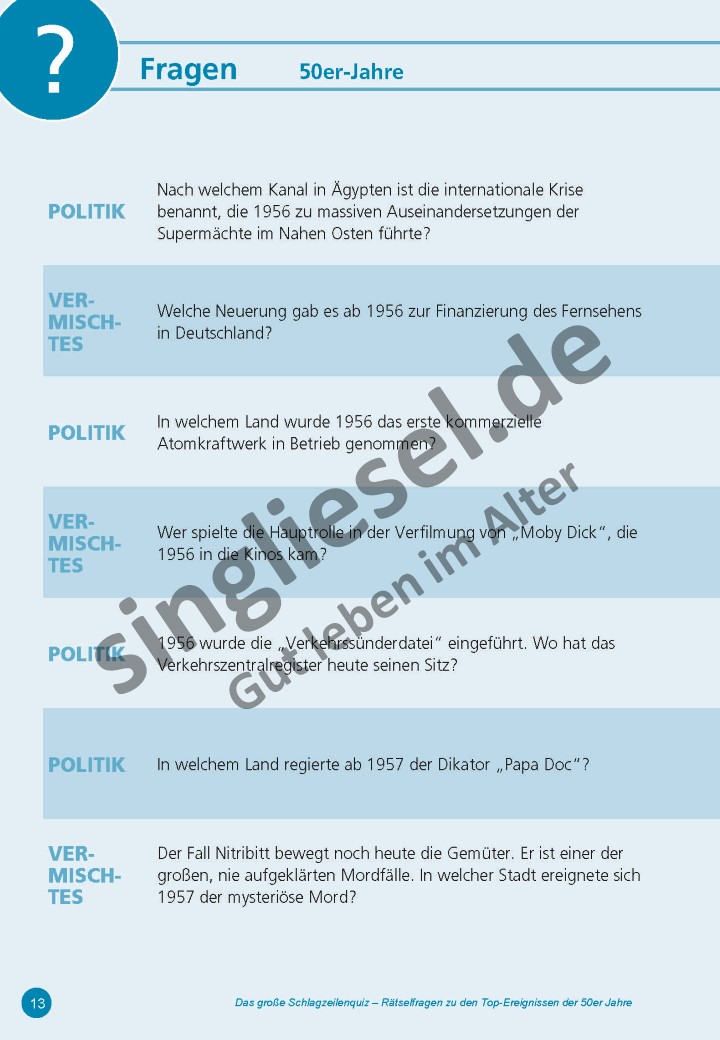 ESD-0001-039-001_Vorschau-13 Das große Schlagzeilen Quiz 50er – Die Beschäftigungsidee für Senioren und Menschen mit Demenz
