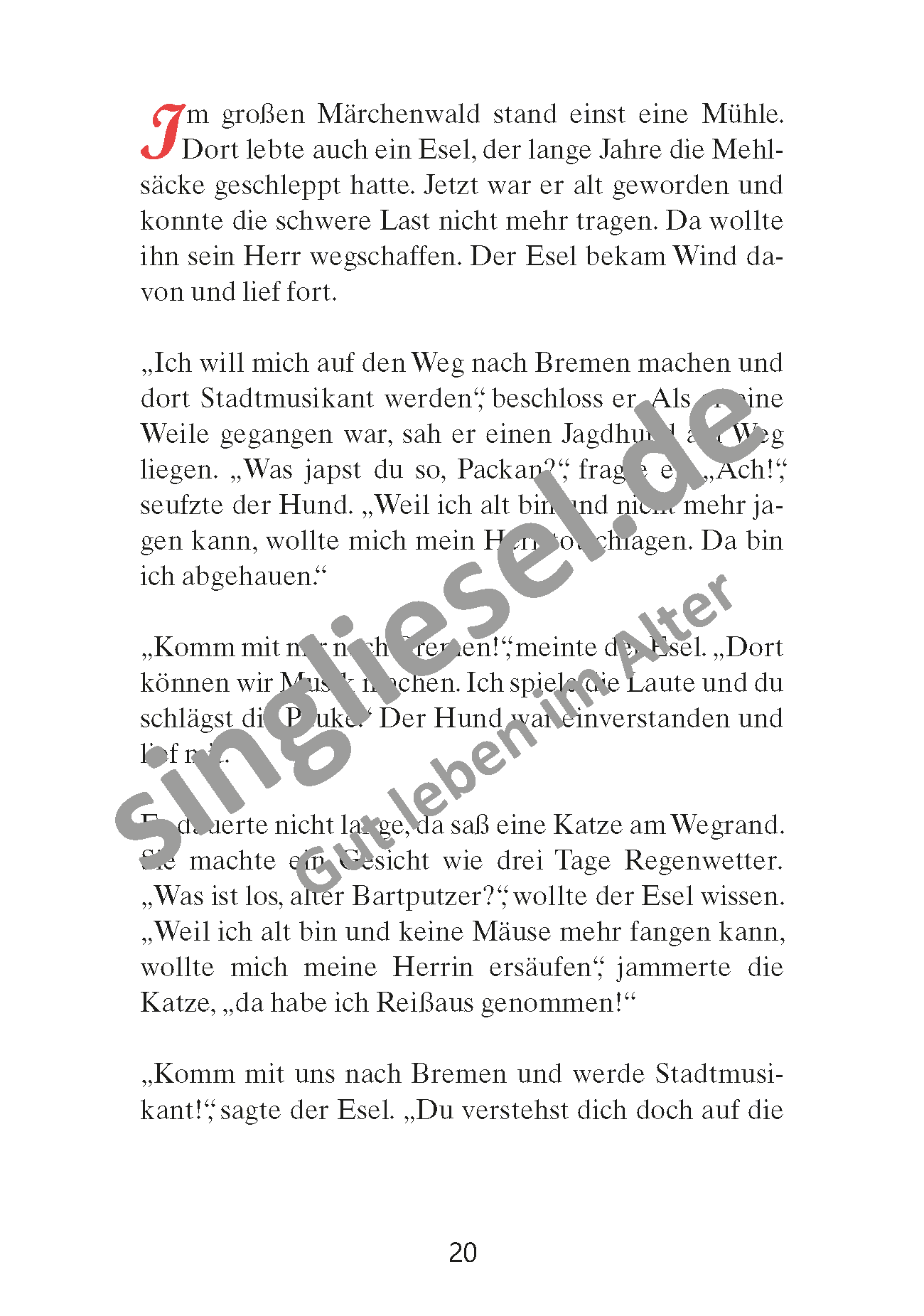 ESD-0001-054-004__Seite_21 Märchen für Senioren. „Bremer Stadtmusikanten“ u.v.m. (PDF) Vorlesegeschichte Seite 1