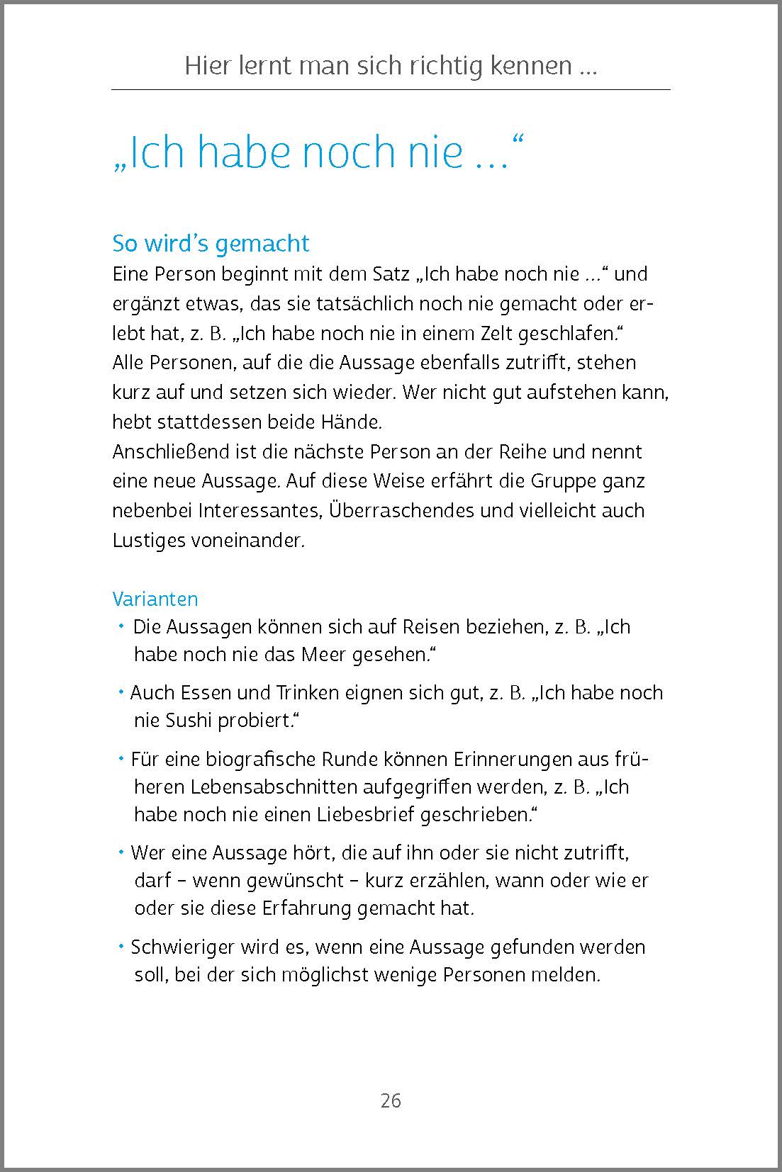 Beispielseite aus dem Buch "Stuhlkreisspiele für Senioren" "Ich hab noch nie"