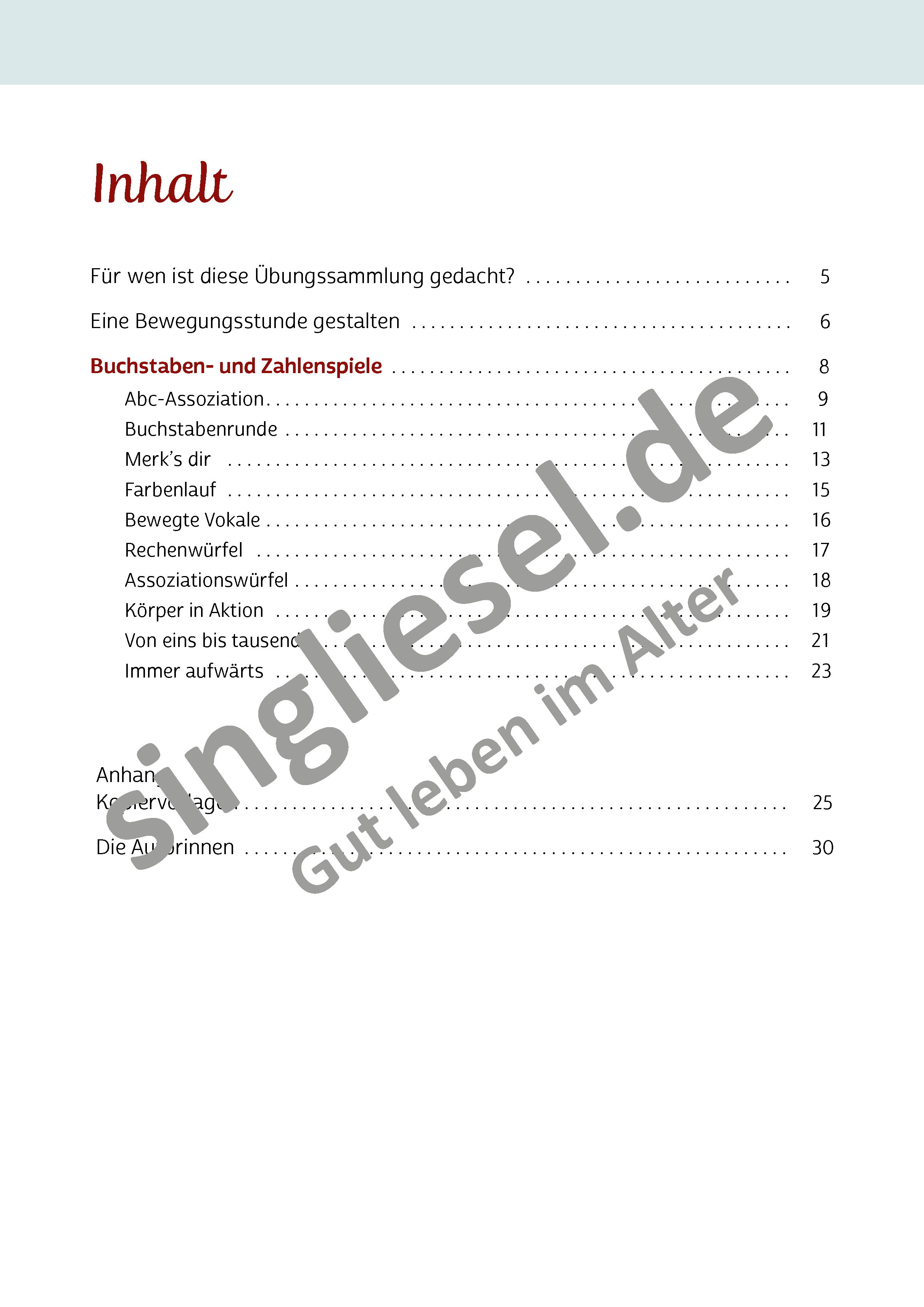 ESD-0001-661-003_Aktives-Gedaechtnistraining-fuer-Senioren_Buchstaben-und-Zahlenspiele_Seite_05_Inhaltsverzeichnis Die zehn besten Buchstaben- und Zahlenspiele, um das Gedächtnis fit zu halten.
