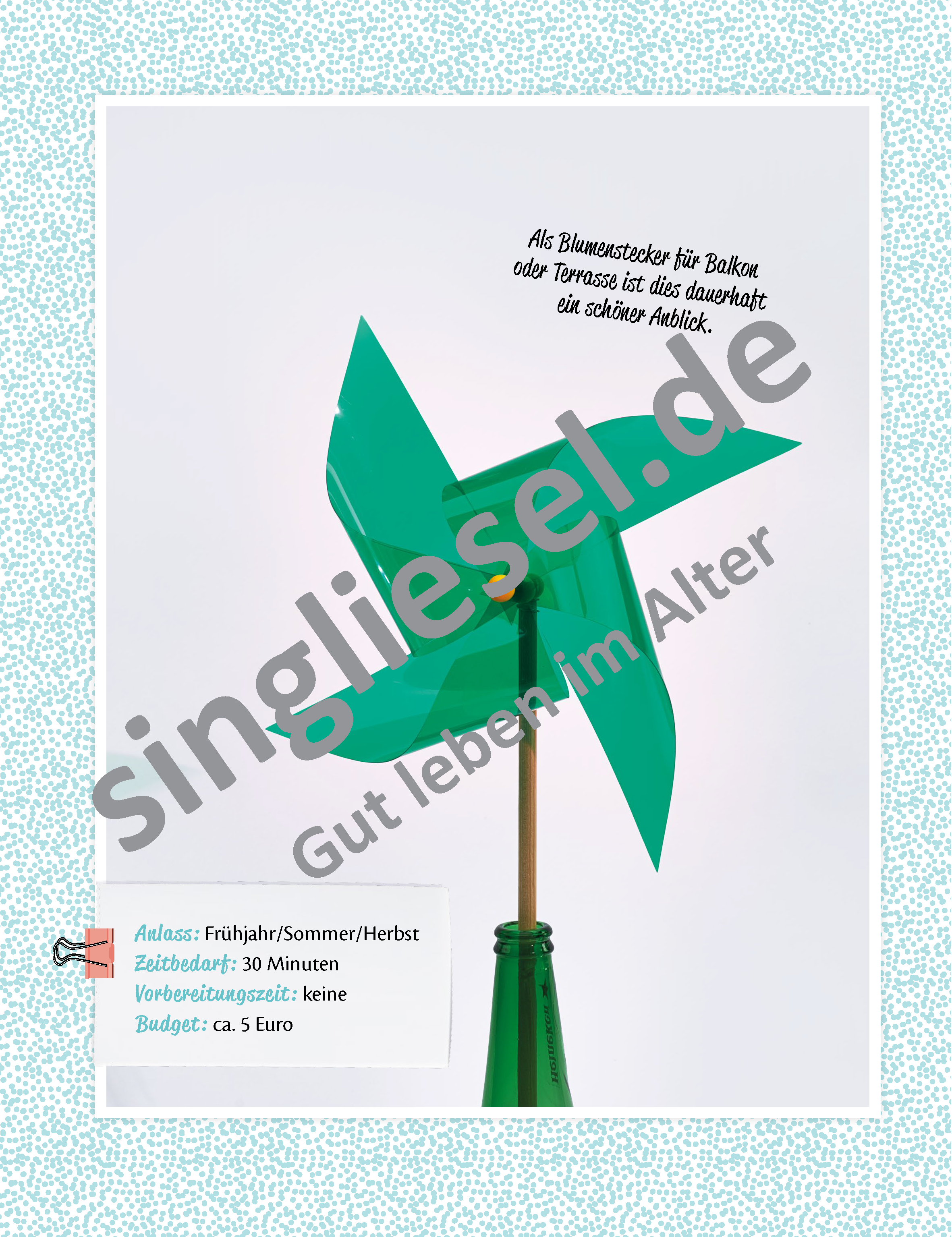 Beispielbild: Anleitung Windrad  basteln - kreative Handarbeit für Senioren zur Beschäftigung als PDF-Download Beispielbild: Anleitung Windrad  basteln - kreative Handarbeit für Senioren zur Beschäftigung als PDF-Download