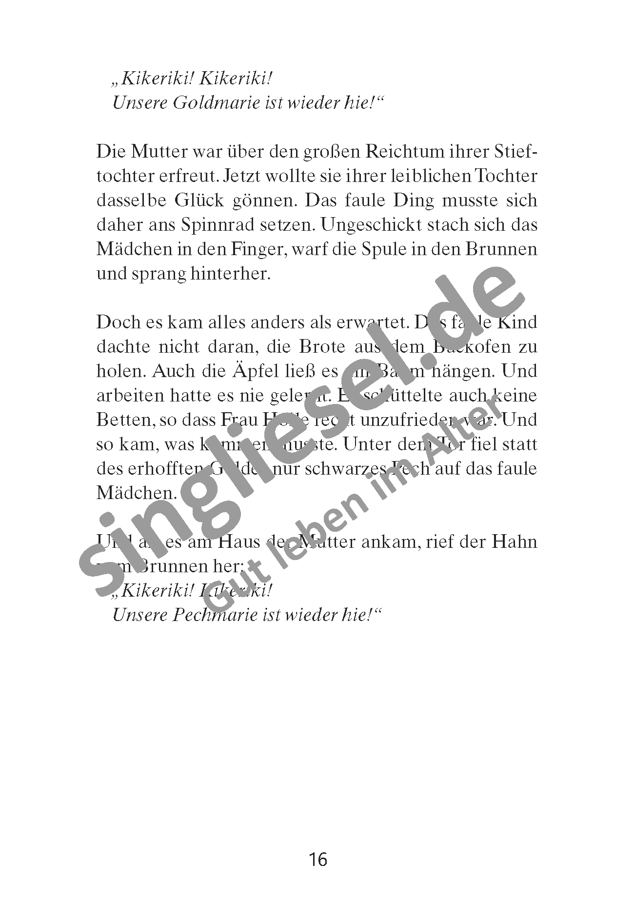 Beispielseite aus: Bekannte Märchen Band 1 - zum Vorlesen und Mitraten für Senioren mit Demenz als PDF-Download Beispielseite aus: Bekannte Märchen Band 1 - zum Vorlesen und Mitraten für Senioren mit Demenz als PDF-Download