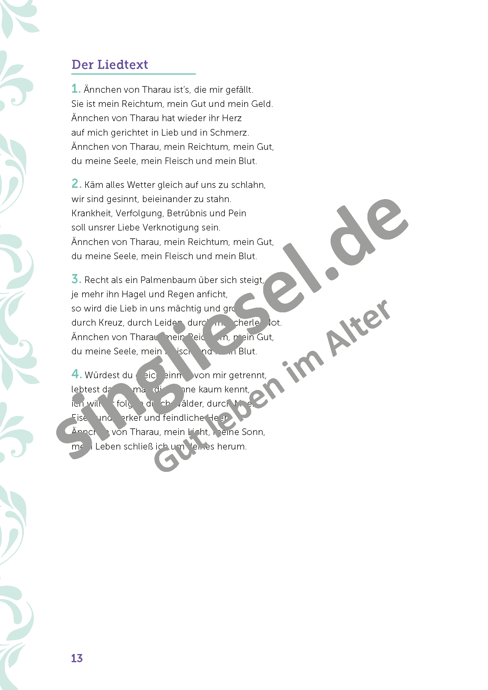 ESD-0001-660-005_Die-schoensten-Sitztaenze_Rund-um-die-Liebe_Seite_14_AEnnchen-von-Tharau_Liedtext Die schönsten Sitztänze rund um die Liebe. Sitztänze für Senioren- auch mit Demenz. Ännchen von Tharau Liedtext