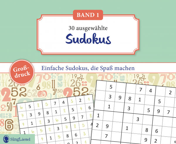 Der Sudoku-Block für Senioren mit einfachen Sudokus. Alle Sudokus im Großformat und großer Schrift