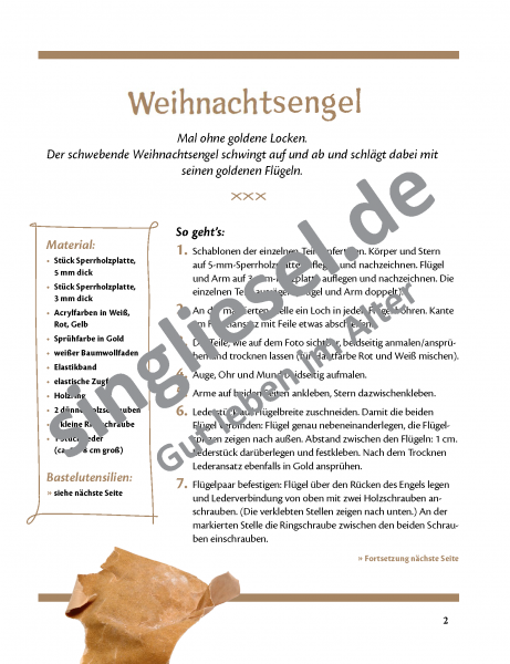 Bastelideen - Engel-Figur mit Schwingflügeln (Sofort-Download als PDF)