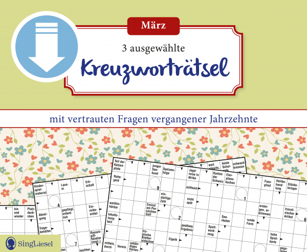 Kreuzworträtsel für Senioren März (PDF-Download) 
