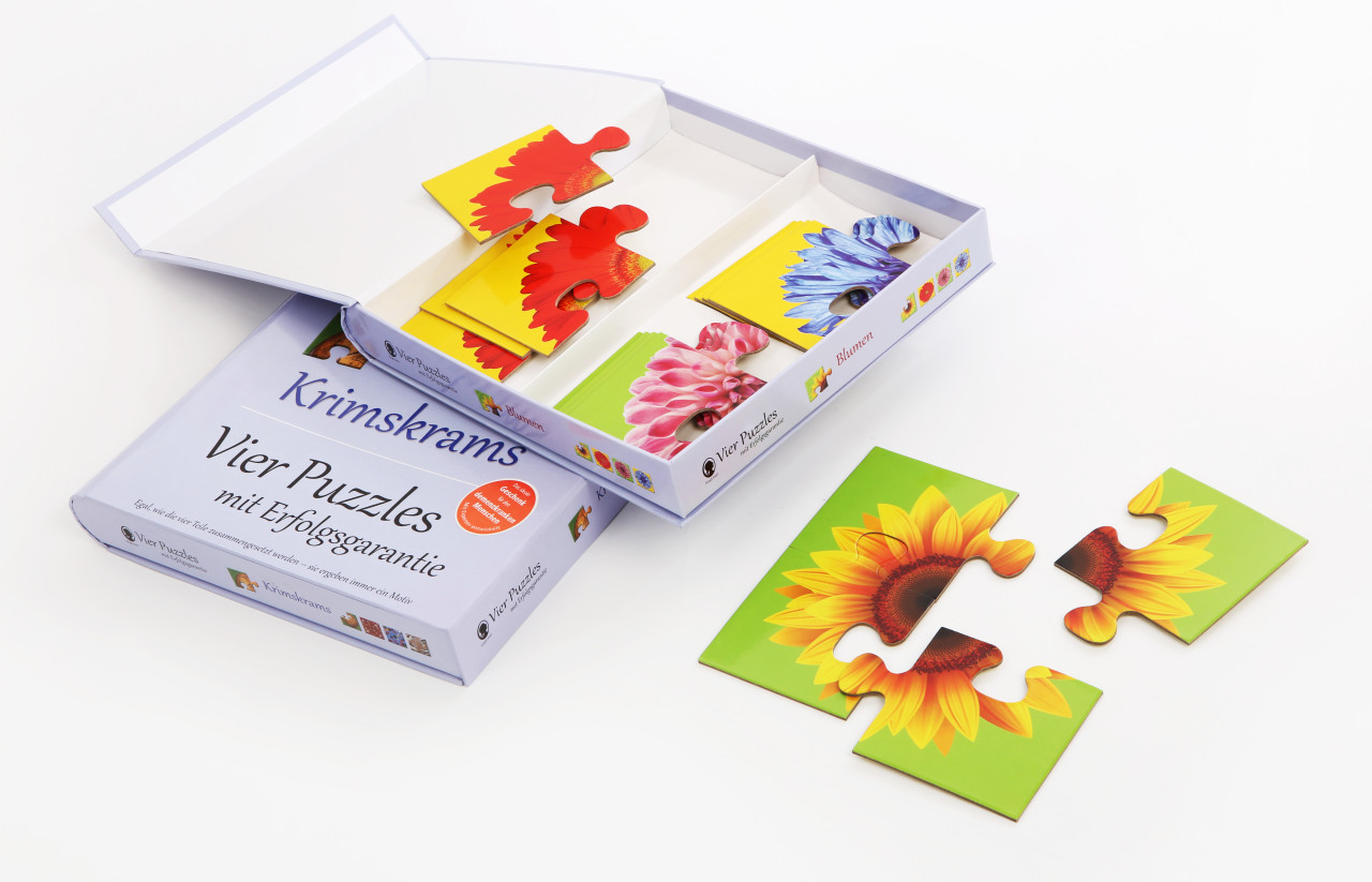 SingLiesel "Gelingt-immer" Puzzle For Seniors & Dementia - 4-Piece Meadow Flower Puzzles, Always Solvable